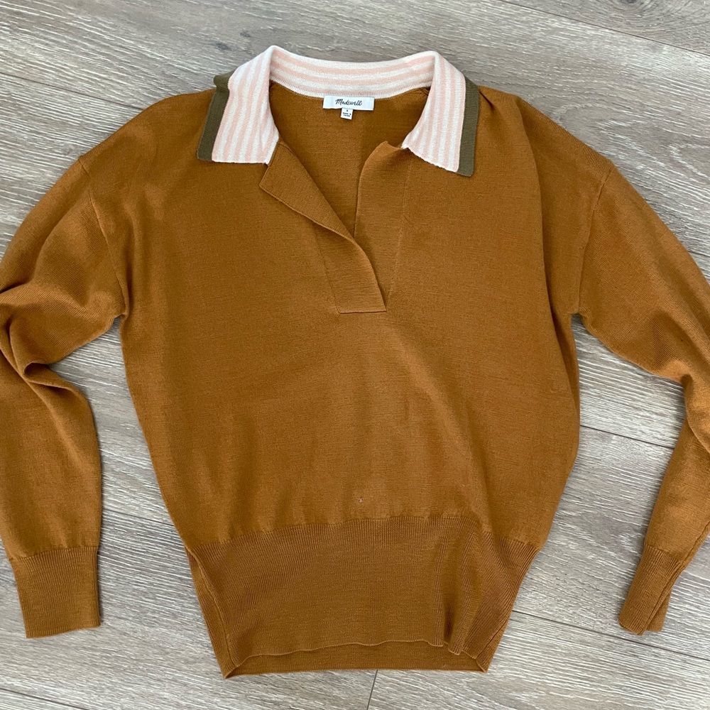 Madewell 100% Merino Wool Lightweight Polo Sweater